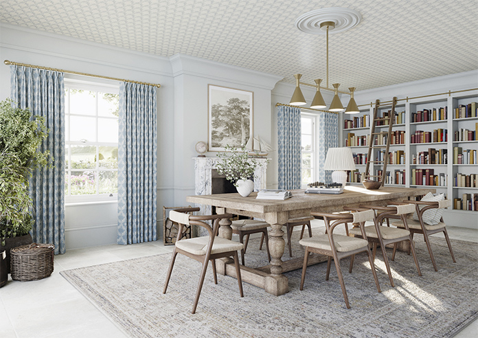 Trellis Prints, Vine and Bloom Raffs Blue - Made to Measure Curtains - Image 7